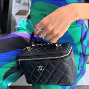 CHANEL Black Quilted Mini Bag Vanity